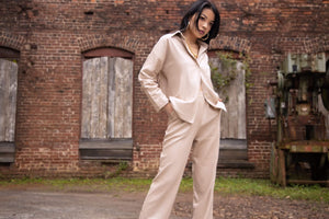 Ivory Tailored Linen Trousers